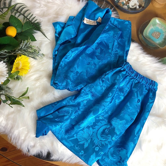 Victoria's Secret Other - Victoria's Secret Bright Blue Satin PJ Set